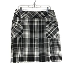 Liz‎ Claiborne Skirt Womens 14 Black & White Plaid Schoolgirl Academia Skirt